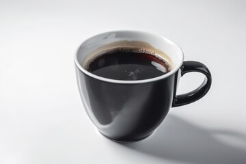 A black coffee cup with a white background. Generative AI