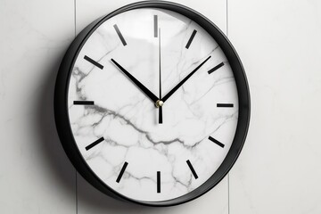 Marble clockwall isolated on white background. Generative AI