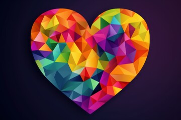 Naklejka na ściany i meble A heart made of colorful triangles . Generative AI