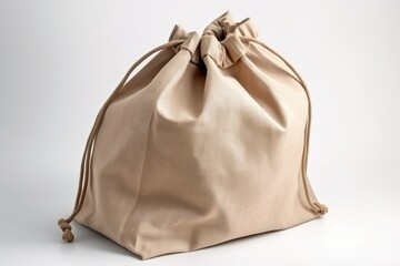 A beige bag isolated on white background. Generative AI