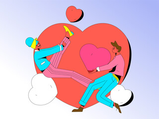 Happy Valentine's Day flat character vector concept operation hand drawn illustration
