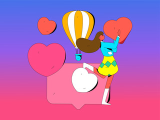 Happy Valentine's Day flat character vector concept operation hand drawn illustration
