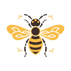 Simple bee vector illustration in flat style. Usable as logo or icon design