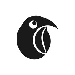Black and white Birds and leaf vector logo, birds and leaf icon 