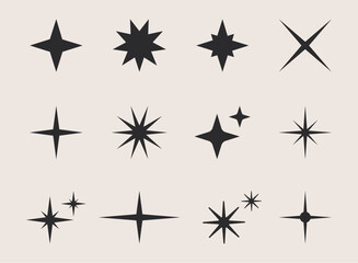Sparkling stars flat icon set