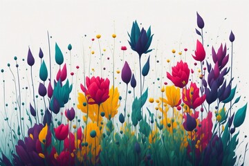 Colorful abstract flower meadow as panorama background