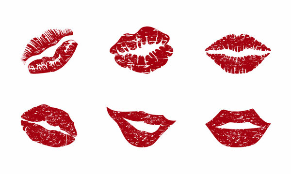 set of woman lips logo vector icon