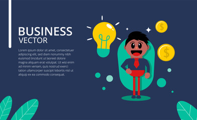 Businessman activity with idea template on blue background suitable for presentation and etc