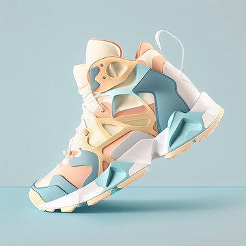 A pair of sports shoes in pastel colors. Ai generated art.