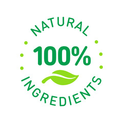 100% ingredients of natural origin vector logo icon badge concept