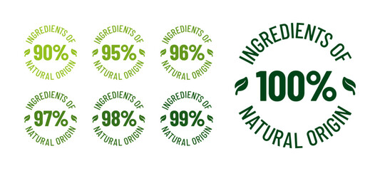 100% ingredients of natural origin vector logo icon badge concept