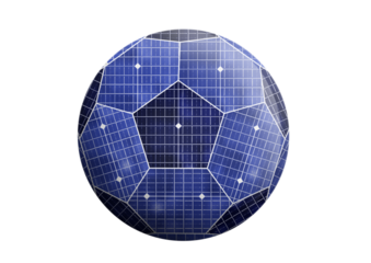 Solar panels, clean energy, protect the environment from the point of view of the soccer ball PNG transparent