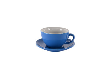 empty blue cup isolated on white background. For coffee and tea