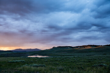 Light Fades On The Rolling HIlls Of Hayden Valley At Sunset