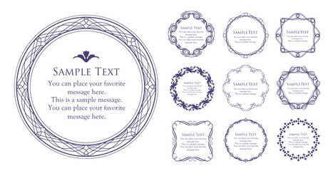 高級感のあるビンテージ調のフレームデザインセット　罫線　枠　ウエディング　ビンテージ　アンティーク	