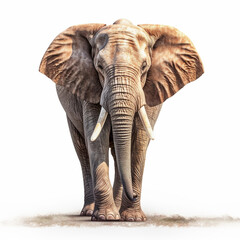 Naklejka na ściany i meble Generative IA illustration of a adult male elefant isolated on white