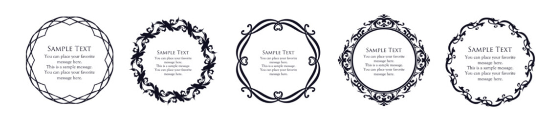 高級感のあるビンテージ調のフレームデザインセット　罫線　枠　ウエディング　ビンテージ　アンティーク	