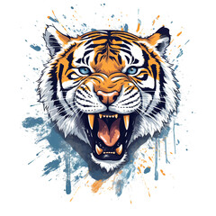 A mighty tiger in modern style, conveys a feeling of fear, AI Art