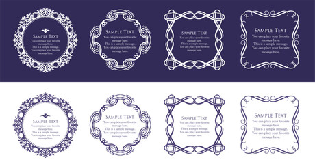 高級感のあるビンテージ調のフレームデザインセット　罫線　枠　ウエディング　ビンテージ　アンティーク	