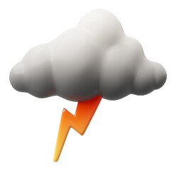 3d render icon design of dark clond and lightning weather element for meteorology cute cartoon style isolated on transparent background