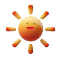 3d render icon design of smiling sun weather element for meteorology cute cartoon style isolated on transparent background