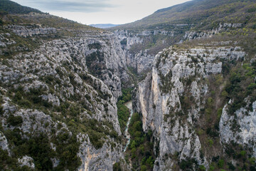mountain, landscape, sky, nature, rock, mountains, view, stone, travel, green, rocks, peak, canyon, Verdon, panorama, France