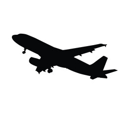 Airplane Taking Off Silhouette. Vector art illustration