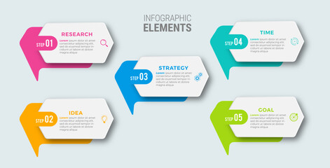 Business infographic template design icons 5 options or steps