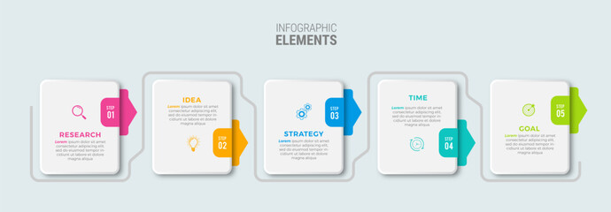 Business infographic template design icons 5 options or steps