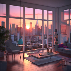 Interior of stylish room | Light, cute and cozy home , loft interior | Loft in New York