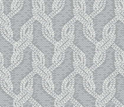 Braids knitting texture seamless pattern. Vector illustration.