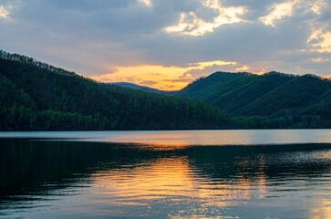 sunset over the lake