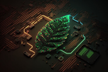 Future Green Computing Sustainability Cybersecurity leaf technology coding pc
