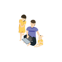family father and children illustration