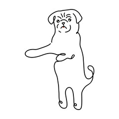 Cute cartoon dog on white background. Hand-drawn vector illustration.