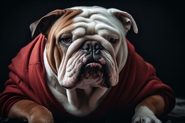 a bulldog with red fur. Generative AI