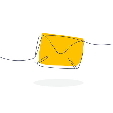 recommend clip art: Paper envelope drawing one line. Continuous single line art. Email message concept. Vector illustration isolated on white background.