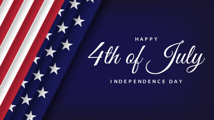 Happy Independence Day USA background with united states flag. 4th of july banner, greeting card. Vector illustration