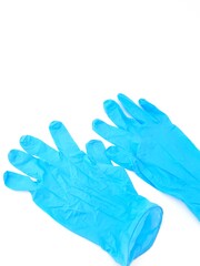 Medical gloves isolated on a white background. Blue medical gloves