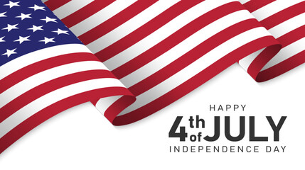 Happy 4th of July independence day. USA independence holiday background with waving flag. Vector illustration - obrazy, fototapety, plakaty
