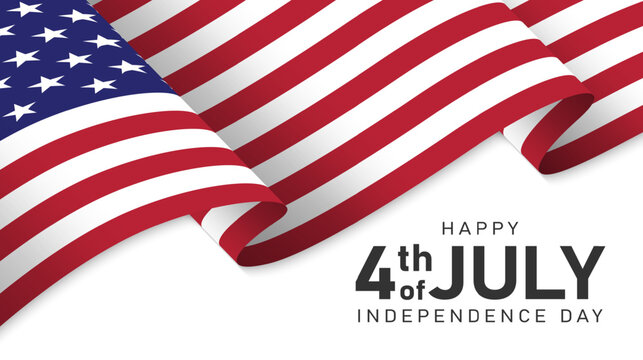 Happy 4th of July independence day. USA independence holiday background with waving flag. Vector illustration