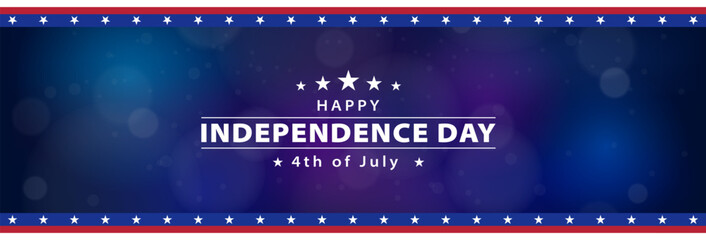 Obraz premium Happy independence day USA banner. United States independence celebration blue background. Vector illustration