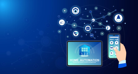 Home automation, Smart home intelligent system, Application on smartphone for security camera, Electric appliance or Device control, Infographic program for monitoring or management in the buildings.