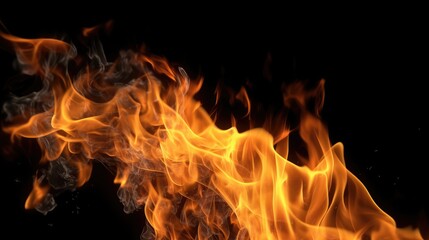 Abstract Fire Flames on Black Background - Striking and artistic image of abstract flames in fiery hues against a black backdrop, perfect for backgrounds, design projects, and visual effects.