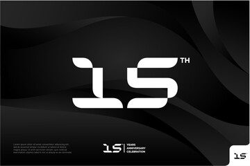 Number 15 logo icon design, 15th birthday logo number, anniversary 15