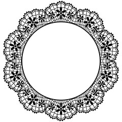 Lace frame with flowers. Embroidery handmade decoration. Vintage needlework.