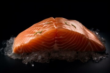 Transparent fish fillet of salmon chop. Generative AI