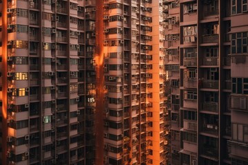 Fototapeta na wymiar A contemporary residential building in Hong Kong's cityscape representing advanced living. Generative AI