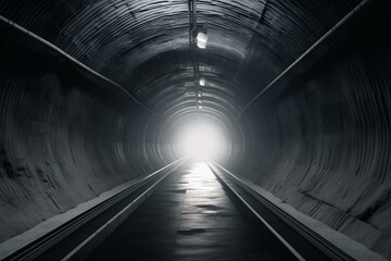 Cloudy tunnel in 3D, digitally illustrated. Generative AI