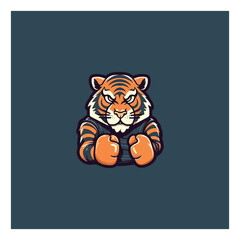 tiger in boxing gloves ready to blow illustration